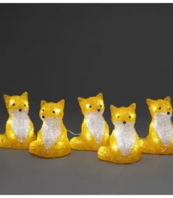 Renards Lumineux Acryliques Led Assis, Lot De 5, 12 Cm|Konstsmide, guirlandes lumineuses de Noël Discount