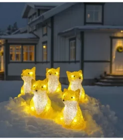 Renards Lumineux Acryliques Led Assis, Lot De 5, 12 Cm|Konstsmide, guirlandes lumineuses de Noël Discount