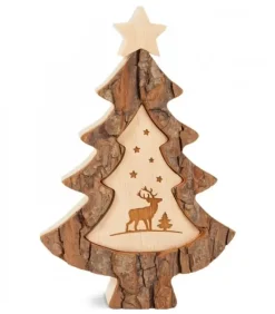 Sapin De Noël En Bois Avec Gravure Cerf, 15 Cm|Waldfabrik, photophore en bois et étoile sapin de Noël Clearance