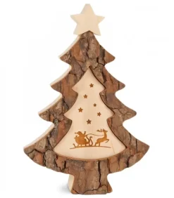 Sapin De Noël En Bois Avec Gravure Père Noël Et Luge, 15 Cm|Waldfabrik, photophore en bois et étoile sapin de Noël Clearance