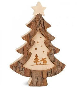 Sapin De Noël En Bois Avec Gravure Elan, 15 Cm|Waldfabrik, photophore en bois et étoile sapin de Noël New
