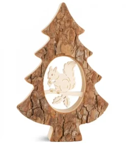 Sapin En Bois Avec Ecureuil Cisele, 18,5 Cm|Waldfabrik, photophore en bois et étoile sapin de Noël
