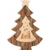 Sapin En Bois Avec Gravure Crèche De Noël, 15 Cm|Waldfabrik, photophore en bois et étoile sapin de Noël