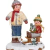 Village De Noël Miniature, Garcon Et Petit Frere Sur Luge|Hubrig, figurines pour enfant Online