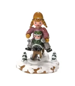 Village De Noël Miniature, Fillettes Sur La Luge|Hubrig, figurines pour enfant Outlet