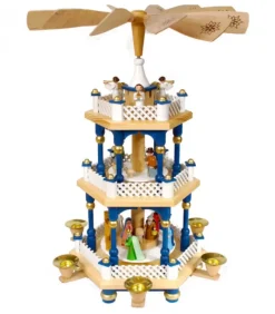 Weihnachtspyramid Allemande 2 Etages Blanc Bleu|Richard Glasser, Pyramides de Noël allemandes New