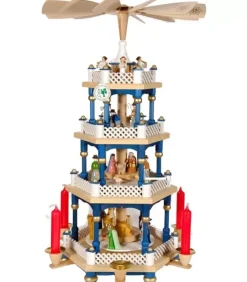 Weihnachtspyramid Allemande Aux Couleurs Baroques Blanc Et Bleu|Richard Glasser, Pyramides de Noël allemandes Discount